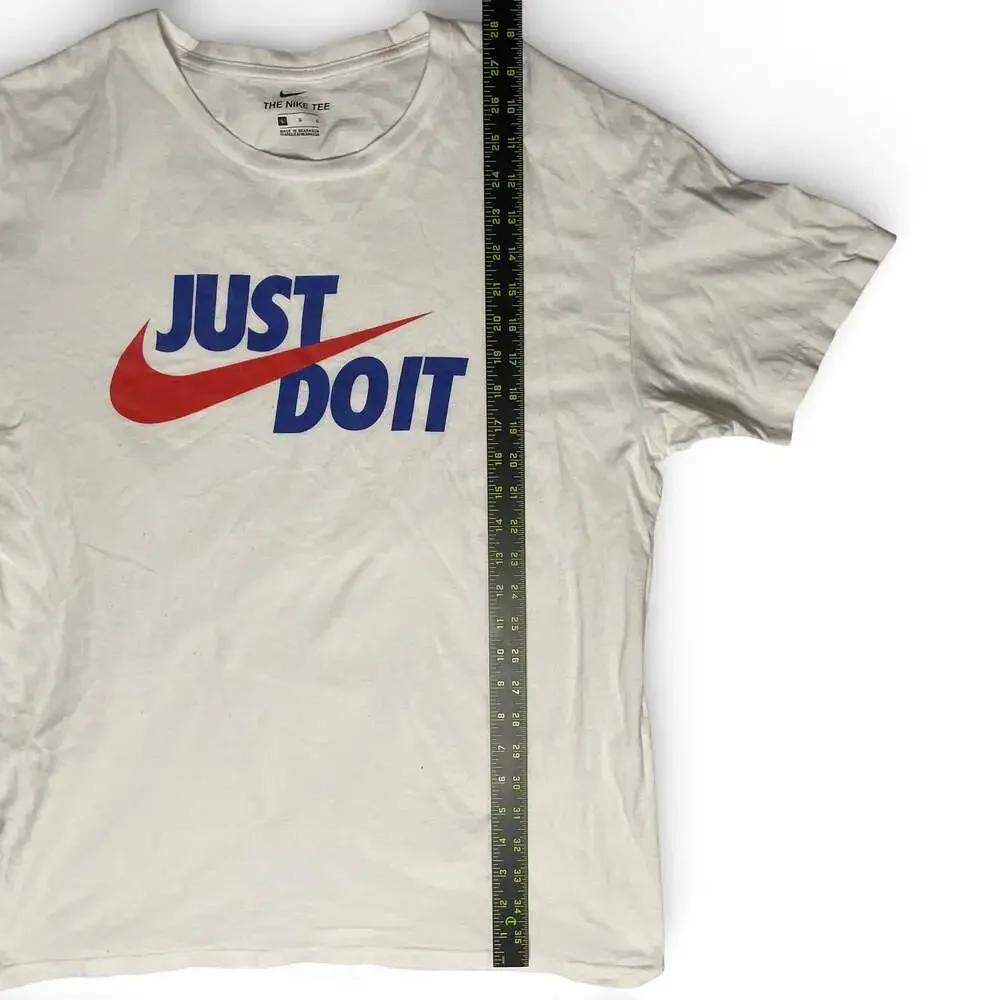 Nike Just Do It White Graphic T-Shirt Mens Large Red Blue Logo